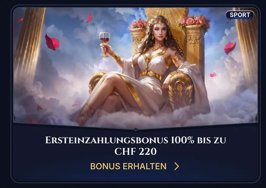 “Cazeus Sport Ersteinzahlungsbonus” “Ersteinzahlungsbonus 100% bis 220 CHF für Sportwetten”